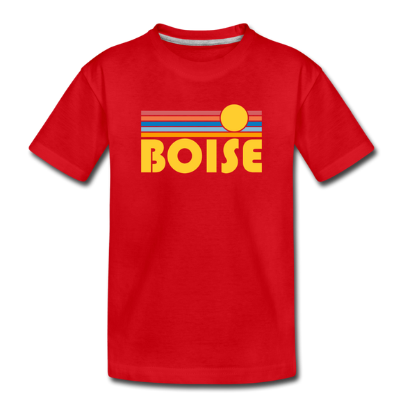 Boise, Idaho Youth T-Shirt - Retro Sunrise Youth Boise Tee - red