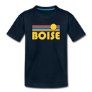 Boise, Idaho Youth T-Shirt - Retro Sunrise Youth Boise Tee - deep navy