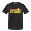 Boulder, Colorado Youth T-Shirt - Retro Sunrise Youth Boulder Tee - black