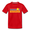 Boulder, Colorado Youth T-Shirt - Retro Sunrise Youth Boulder Tee - red