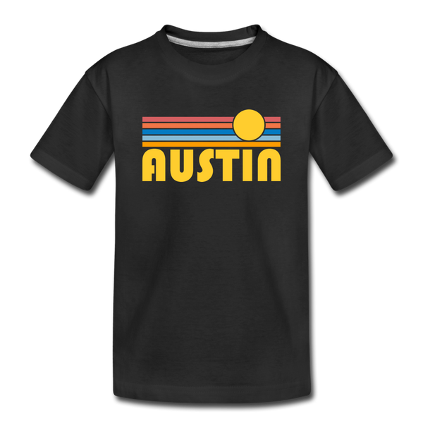 Austin, Texas Youth T-Shirt - Retro Sunrise Youth Austin Tee - black
