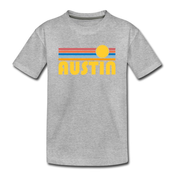 Austin, Texas Youth T-Shirt - Retro Sunrise Youth Austin Tee - heather gray