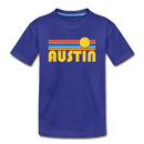 Austin, Texas Youth T-Shirt - Retro Sunrise Youth Austin Tee - royal blue