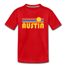 Austin, Texas Youth T-Shirt - Retro Sunrise Youth Austin Tee - red