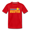 Austin, Texas Youth T-Shirt - Retro Sunrise Youth Austin Tee - red