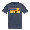 Austin, Texas Youth T-Shirt - Retro Sunrise Youth Austin Tee - heather blue