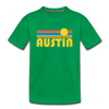 Austin, Texas Youth T-Shirt - Retro Sunrise Youth Austin Tee - kelly green