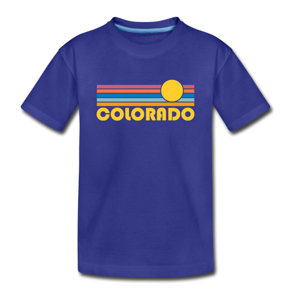 Colorado Youth T-Shirt - Retro Sunrise Youth Colorado Tee - royal blue
