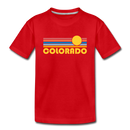 Colorado Youth T-Shirt - Retro Sunrise Youth Colorado Tee - red