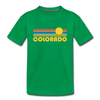 Colorado Youth T-Shirt - Retro Sunrise Youth Colorado Tee - kelly green