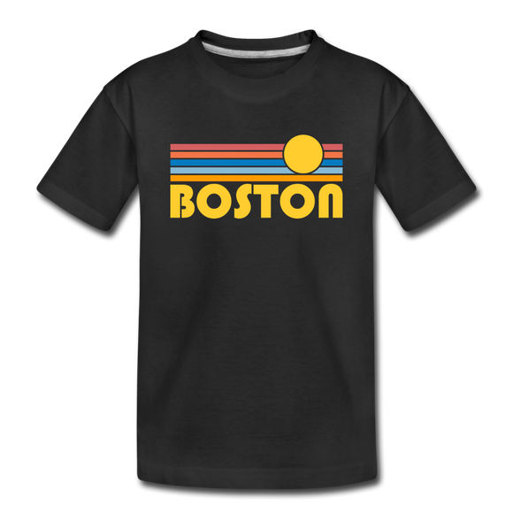 Boston, Massachusetts Youth T-Shirt - Retro Sunrise Youth Boston Tee - black