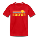 Boston, Massachusetts Youth T-Shirt - Retro Sunrise Youth Boston Tee - red