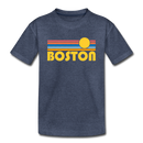 Boston, Massachusetts Youth T-Shirt - Retro Sunrise Youth Boston Tee - heather blue