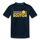 Boston, Massachusetts Youth T-Shirt - Retro Sunrise Youth Boston Tee - deep navy