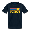 Boston, Massachusetts Youth T-Shirt - Retro Sunrise Youth Boston Tee - deep navy