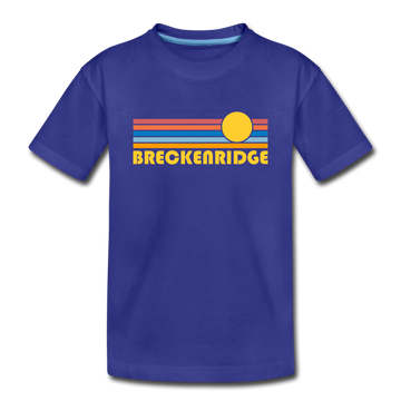 Breckenridge, Colorado Youth T-Shirt - Retro Sunrise Youth Breckenridge Tee - royal blue