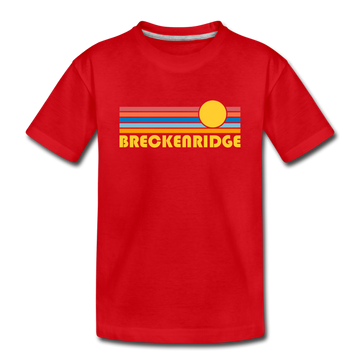 Breckenridge, Colorado Youth T-Shirt - Retro Sunrise Youth Breckenridge Tee - red