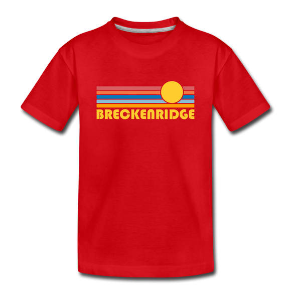 Breckenridge, Colorado Youth T-Shirt - Retro Sunrise Youth Breckenridge Tee - red