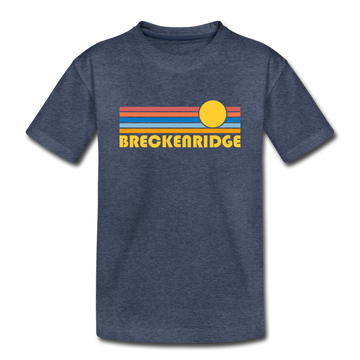 Breckenridge, Colorado Youth T-Shirt - Retro Sunrise Youth Breckenridge Tee - heather blue