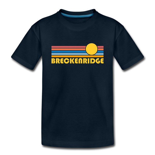 Breckenridge, Colorado Youth T-Shirt - Retro Sunrise Youth Breckenridge Tee - deep navy