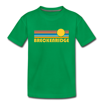 Breckenridge, Colorado Youth T-Shirt - Retro Sunrise Youth Breckenridge Tee - kelly green