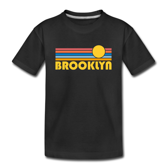 Brooklyn, New York Youth T-Shirt - Retro Sunrise Youth Brooklyn Tee - black