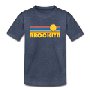 Brooklyn, New York Youth T-Shirt - Retro Sunrise Youth Brooklyn Tee - heather blue
