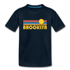 Brooklyn, New York Youth T-Shirt - Retro Sunrise Youth Brooklyn Tee - deep navy