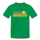 Brooklyn, New York Youth T-Shirt - Retro Sunrise Youth Brooklyn Tee - kelly green