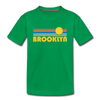 Brooklyn, New York Youth T-Shirt - Retro Sunrise Youth Brooklyn Tee - kelly green