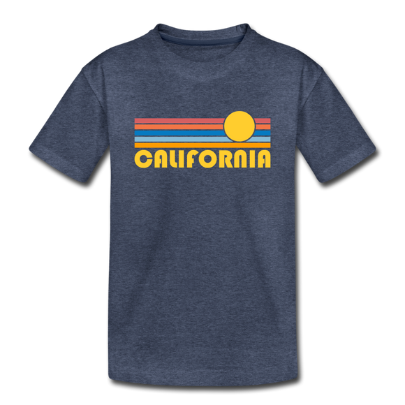 California Youth T-Shirt - Retro Sunrise Youth California Tee - heather blue