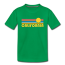 California Youth T-Shirt - Retro Sunrise Youth California Tee - kelly green