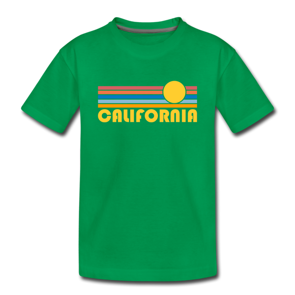 California Youth T-Shirt - Retro Sunrise Youth California Tee - kelly green