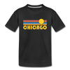 Chicago, Illinois Youth T-Shirt - Retro Sunrise Youth Chicago Tee - black