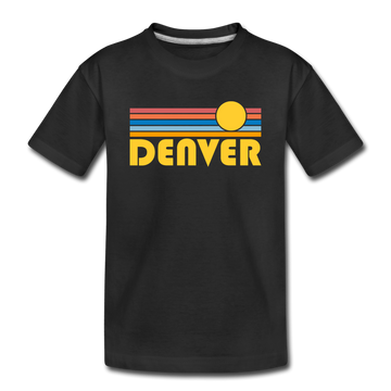 Denver, Colorado Youth T-Shirt - Retro Sunrise Youth Denver Tee - black