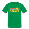 Denver, Colorado Youth T-Shirt - Retro Sunrise Youth Denver Tee - kelly green