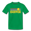 Denver, Colorado Youth T-Shirt - Retro Sunrise Youth Denver Tee - kelly green