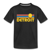 Detroit, Michigan Youth T-Shirt - Retro Sunrise Youth Detroit Tee - black