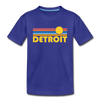 Detroit, Michigan Youth T-Shirt - Retro Sunrise Youth Detroit Tee - royal blue