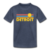 Detroit, Michigan Youth T-Shirt - Retro Sunrise Youth Detroit Tee - heather blue