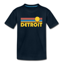 Detroit, Michigan Youth T-Shirt - Retro Sunrise Youth Detroit Tee - deep navy