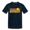 Detroit, Michigan Youth T-Shirt - Retro Sunrise Youth Detroit Tee - deep navy
