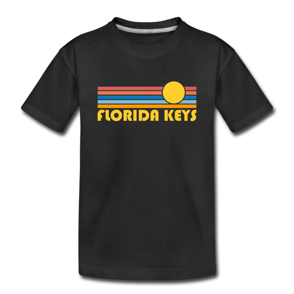 Florida Keys, Florida Youth T-Shirt - Retro Sunrise Youth Florida Keys Tee - black