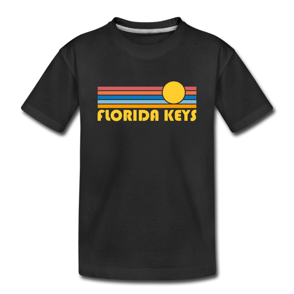 Florida Keys, Florida Youth T-Shirt - Retro Sunrise Youth Florida Keys Tee - black