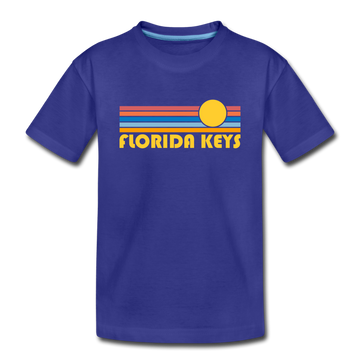 Florida Keys, Florida Youth T-Shirt - Retro Sunrise Youth Florida Keys Tee - royal blue