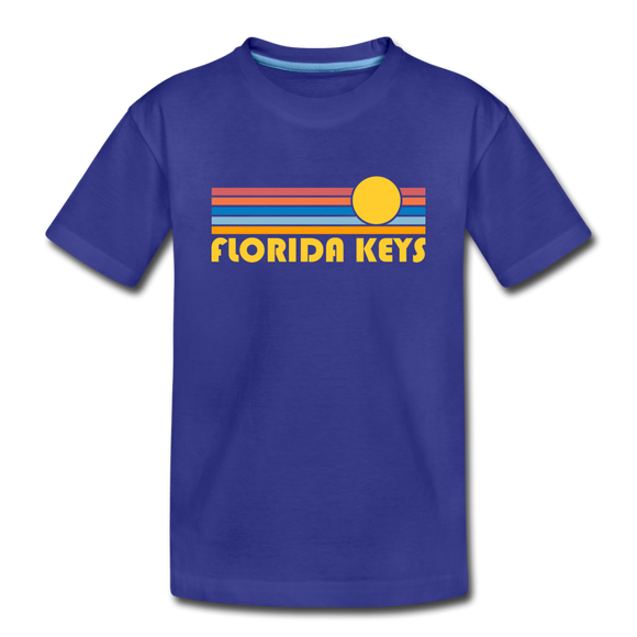 Florida Keys, Florida Youth T-Shirt - Retro Sunrise Youth Florida Keys Tee - royal blue