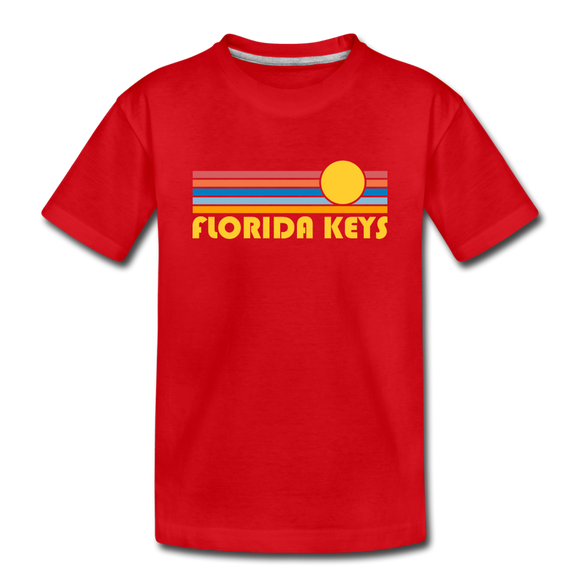 Florida Keys, Florida Youth T-Shirt - Retro Sunrise Youth Florida Keys Tee - red