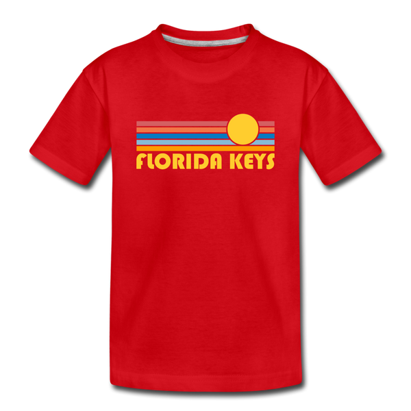 Florida Keys, Florida Youth T-Shirt - Retro Sunrise Youth Florida Keys Tee - red