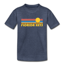 Florida Keys, Florida Youth T-Shirt - Retro Sunrise Youth Florida Keys Tee - heather blue