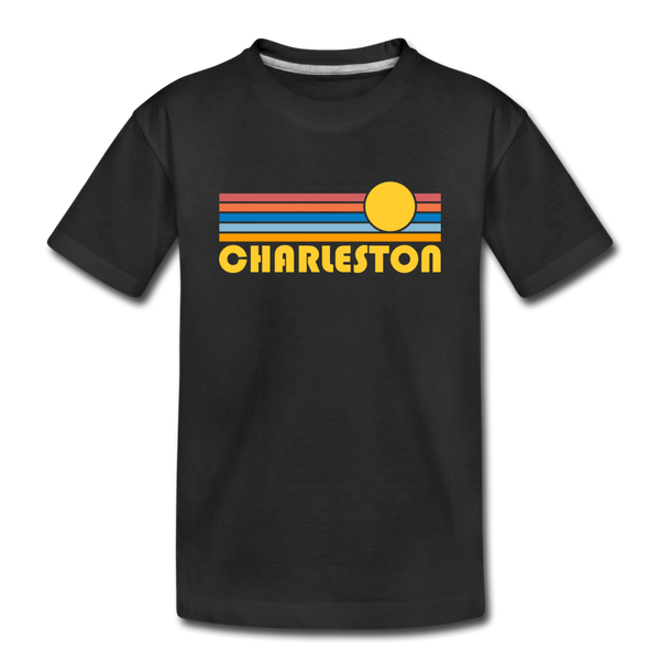 Charleston, South Carolina Youth T-Shirt - Retro Sunrise Youth Charleston Tee - black